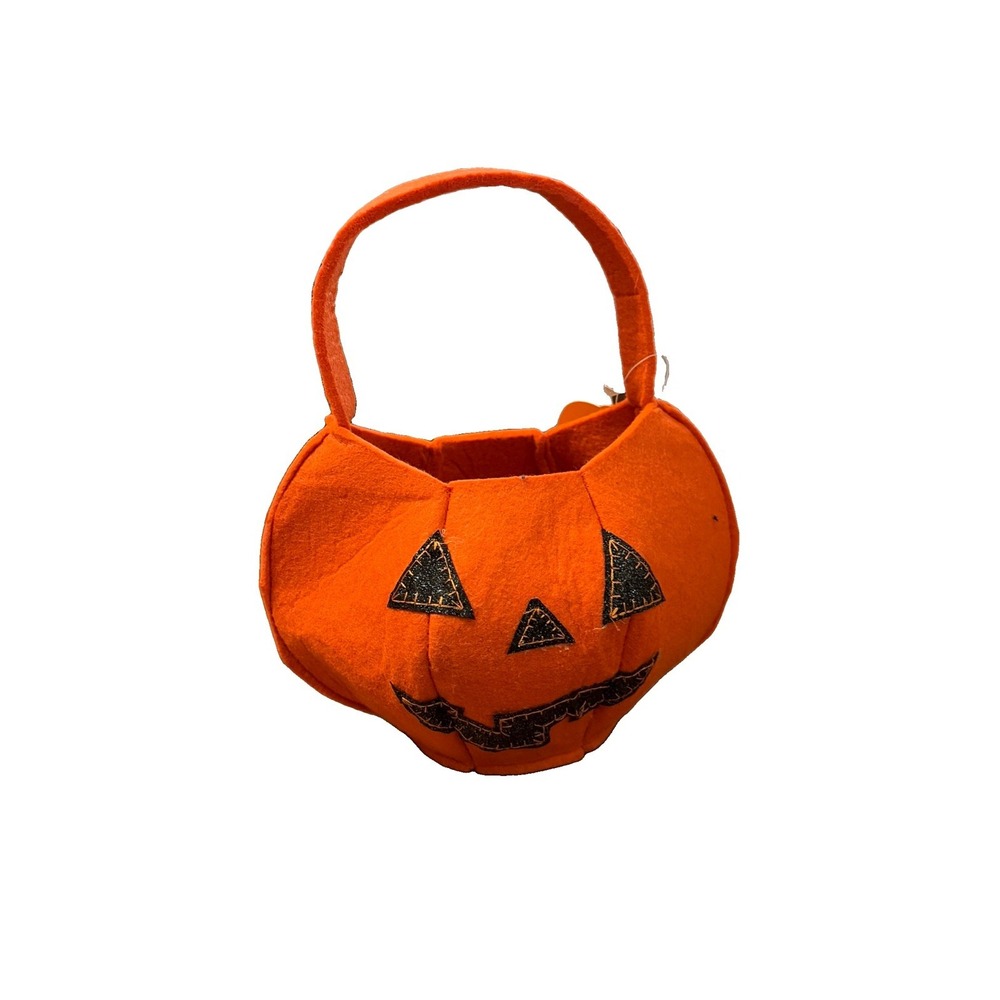 Vintage Style Halloween Jack O Lantern Pumpkin Felt Trick Or Treat Bag Baby New
